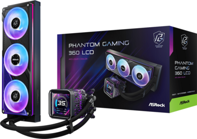ASRock - PHANTOM GAMING 360 LCD AIO CPU VÍZHŰTÉS - Fekete