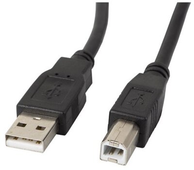 Lanberg - USB-A (M)->USB-B (M) 2.0 kábel, 0,5 m, fekete - CA-USBA-10CC-0005-BK