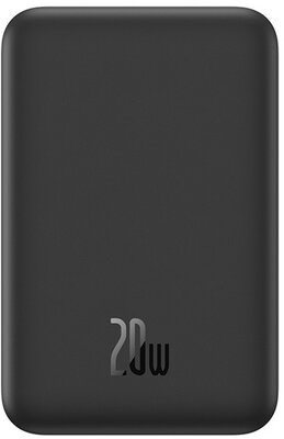 Baseus - Magnetic Mini vezeték nélküli gyorstöltő powerbank 5000 mAh, 20W, fekete + 60W USB Type-C, 30cm kábel - P10022107113-00