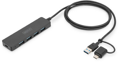 DIGITUS - USB 3.0 Hub 4 portos, Slim Line - DA-70236