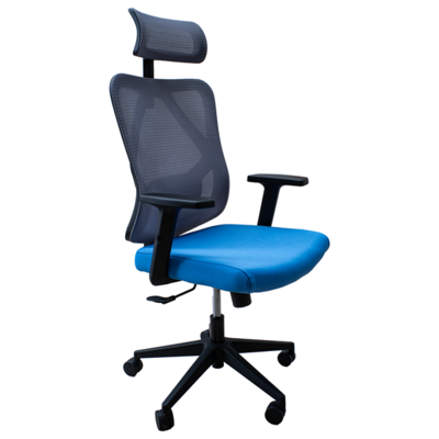 IRIS - ergonómikus, szövet-hálós irodai forgószék fej és háttámasszal - ECLIPSE KÉK SZÜRKE