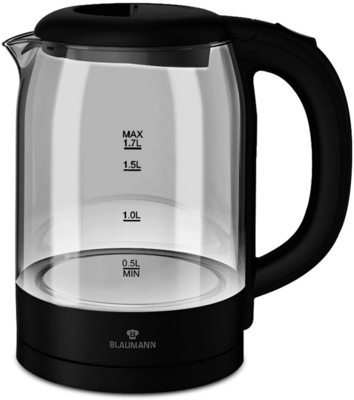 Blaumann - 1,7L-es fekete üveg vízforraló - BL-9006