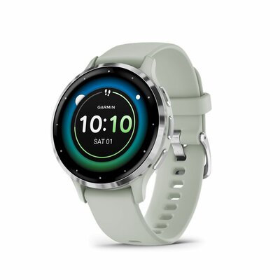 Garmin - Venu 3S Silver Stainless Steel Bezel with Sage Grey Case and Silicone Band- 010-02785-01