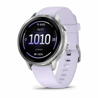 Garmin - Venu 4 41mm Silver with Periwinkle Silicone Band - 010-03013-01