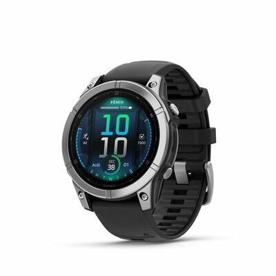 Garmin - Fenix E Silver with Black Silicon Band - 010-03025-00