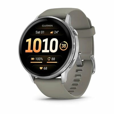 Garmin - Venu 4 45mm Silver with Silver Gray Silicone Band - 010-03014-01