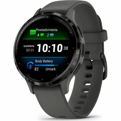 Garmin - Venu 3S Slate Stainless Steel Bezel with Pebble Grey Case and Silicone Band - 010-02785-00