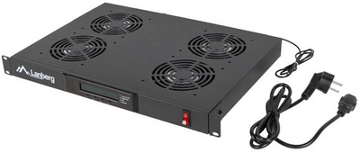 Lanberg - 19 1U 4x ventilátor + termosztát ventilátor egység LCD kijelzővel - AK-1503-B