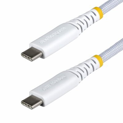 Startech - 1 m-es fehér USB-C töltőkábel, 60 W (3 A) PD - USB2CC1MNCBRWH