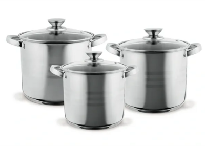 TOO - prémium rozsdamentes 6 darabos edénykészlet, 4,3 liter+5,6 liter+7,2 liter fazék/lábas+fedők - LP-7171