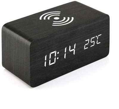 IRIS - vezeték nélküli töltővel, hangvezérlés fekete digitális óra - IRIS DC-100-WF-QI