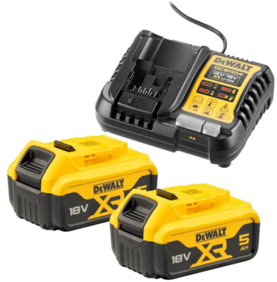DEWALT - Akkukészlet, 18V XR, 2×5Ah, töltővel, starter kit - DCB1104P2-QW