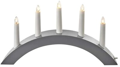 Emos - 20x38 cm beltéri meleg fehér fa szürke ívelt gyertyatartó 5 db E10 izzóval - DCAZ02