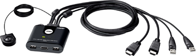Aten - 2 portos USB FHD HDMI kábel KVM kapcsolóval - CS22HF-AT