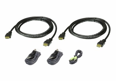 ATEN - 1,8 m-es USB HDMI dupla kijelzős biztonságos KVM kábelkészlet - 2L-7D02UHX5