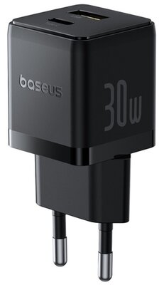 Baseus - Palm hálózati gyorstöltő 30W, USB Type-C + USB Type-A, fekete - P1011160A113-00