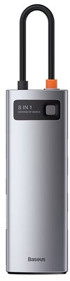 Baseus - Metal Gleam 8-in-1 USB Type-C HUB dokkoló állomás, szürke - CAHUB-CV0G