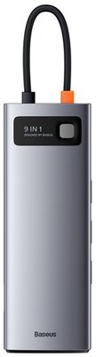 Baseus - Metal Gleam 9-in-1 USB Type-C HUB dokkoló állomás, szürke - CAHUB-CU0G