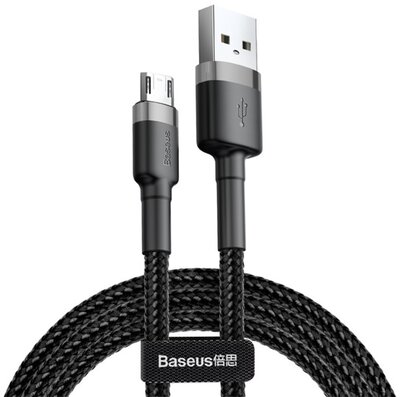 Baseus - Cafule USB Type-A - Micro USB, 10W töltőkábel, 3m, fekete/szürke - CAMKLF-HG1