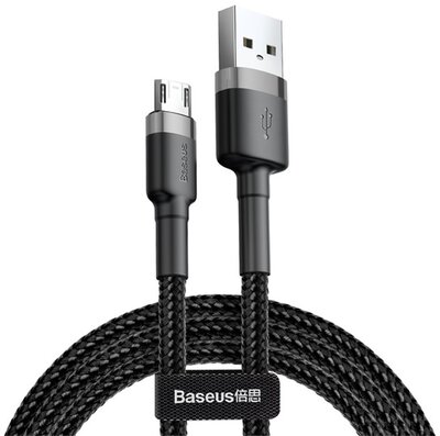 Baseus - Cafule USB Type-A - Micro USB, 7.5W töltőkábel, 2m, fekete/szürke - CAMKLF-CG1