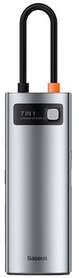 Baseus - Metal Gleam 7-in-1 USB Type-C HUB dokkoló állomás, szürke - WKWG020113