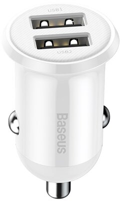 Baseus - Grain Pro autóstöltő 24W, 2×USB Type-A, fehér - CCALLP-02