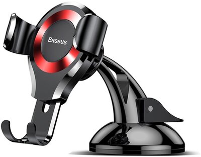 Baseus - Osculum Type Gravity műszerfalra rögzíthető gravitációs autós telefontartó, fekete/piros - SUYL-XP09