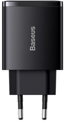 Baseus - Compact hálózati gyorstöltő 30W, 2×USB Type-A + USB Type-C, fekete - CCXJ-E01