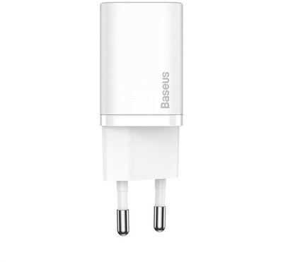 Baseus - Super Si hálózati gyorstöltő 20W, USB Type-C, fehér - CCSUP-B02