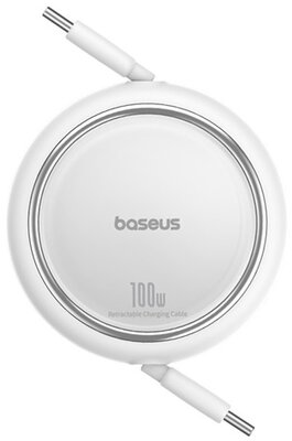 Baseus - Free2Draw Mini USB Type-C, 100W automata behúzós gyorstöltő adatkábel, 1m, fehér - P10364500211-00
