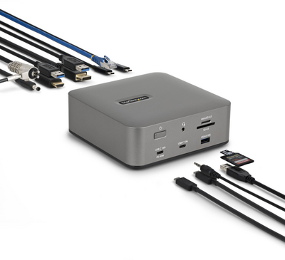 Startech - Thunderbolt 5 univerzális dokkolóállomás, többkijelzős elosztó, 8K 60Hz vagy 4K 144Hz, 120Gbps sávszélesség-növelés, 140W PD - 215UE-TB5USB4DOCK