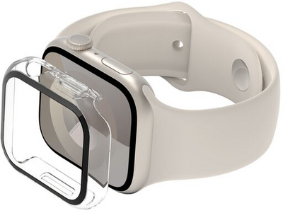 Belkin - ScreenForce TemperedCurve 2 az 1-ben kezelt képernyővédő fólia + lökhárító Apple Watch-hoz Apple Watch Series 9/8/7/6/5/4/SE - OWA002HQBK