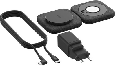 Belkin - BoostCharge Pro 2 az 1-ben mágneses töltőpad Qi2 15W-tal - WIZ026VFBK