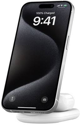 Belkin - BoostCharge 2 az 1-ben mágneses, összecsukható vezeték nélküli töltő Qi2 15W-tal - WIZ028VFWH