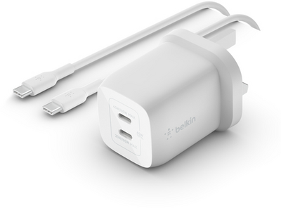 BELKIN - BoostCharge Pro Kettős USB-C GaN fali töltő PPS 65W-tal + USB-C - USB-C kábel - WCH013VF2MWH-B6