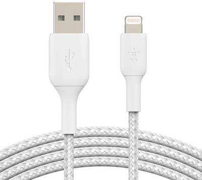 Belkin - BoostCharge Pro Fonott Lightning/USB-A kábel (15 cm, fehér) - CAA002BT0MWH