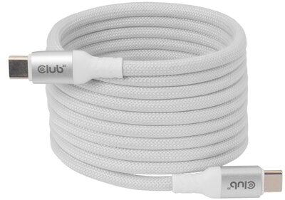 Club 3D - USB-C® Magnetic-Coil 240W PD3.1 White Cable 2m / 6.56ft Fast Charging - CAC-3032