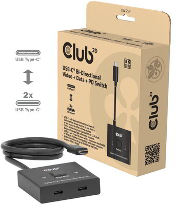 Club 3D - USB-C® Bi-Directional Video + Data + PD Switch - CSV-2511