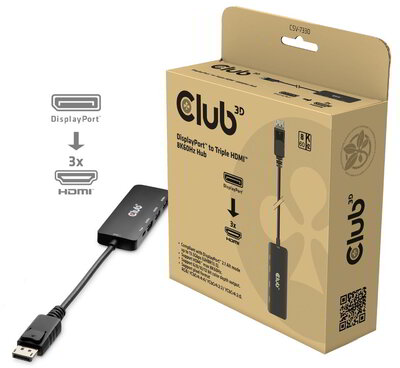 Club 3D - DisplayPort™ to Triple HDMI™ 8K60Hz Hub - CSV-7330