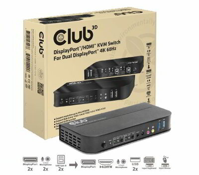 Club 3D - DisplayPort™/HDMI™ KVM Switch For Dual DisplayPort™ 4K 60Hz - CSV-7210
