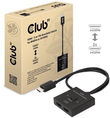 Club 3D - HDMI™ 2-in-1 Bi-directional Switch for 8K60Hz or 4K120Hz - CSV-1384