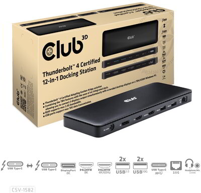 Club 3D - Thunderbolt™ 4 Certified 12-in-1 Docking Station - CSV-1582