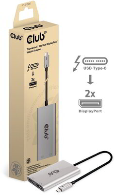 Club 3D - Thunderbolt™ 3 to DisplayPort™ Dual Monitor 4K60Hz M/F - CSV-1586