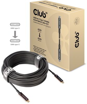 Club 3D - USB-C® Active Optical Cable A/V Unidirectional M/M 20 m/ 65.62 ft - CAC-1589