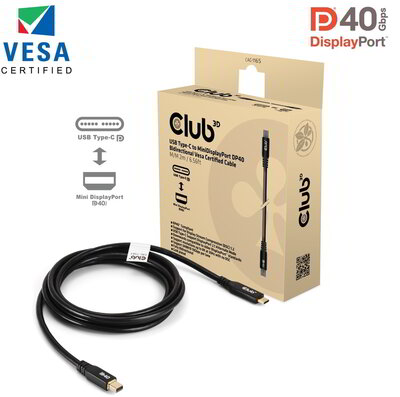 Club 3D - USB-C® to MiniDisplayPort™ DP™40 Bidirectional Vesa Certified Cable 2m/6.56ft - CAC-1561