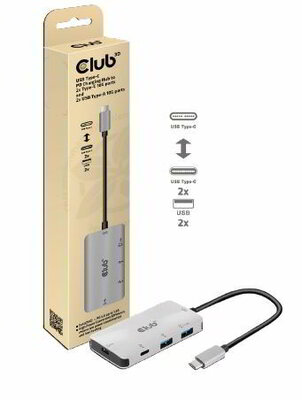 Club 3D - USB-C®10Gbps PD Charging Hub to 2x -C® 10G ports and 2x USB Type-A 10G ports - CSV-1543