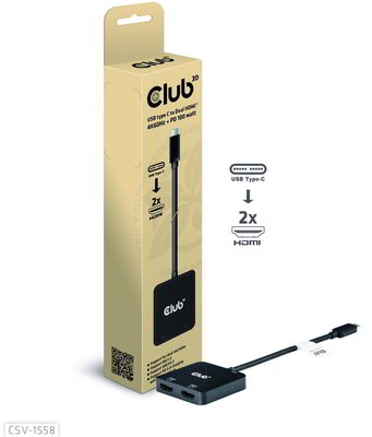 Club 3D - USB-C® MST Hub to Dual HDMI™ 4K60Hz M/F+PD3.0 100 Watt - CSV-1558
