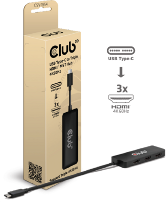Club 3D - USB-C® to Triple HDMI™ MST Hub 4K60Hz - CSV-1554