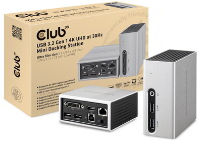 Club 3D - USB-A 5Gbps 4K UHD at 30Hz Mini Docking Station Ultra slim Design - CSV-3104D