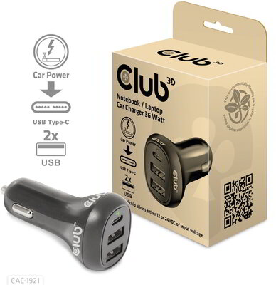 Club 3D - Notebook / Laptop Car Charger 36 Watt - CAC-1921